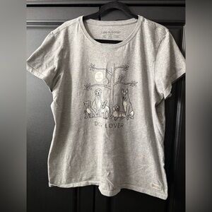 Life Is Good Gray Dog Lover Tee